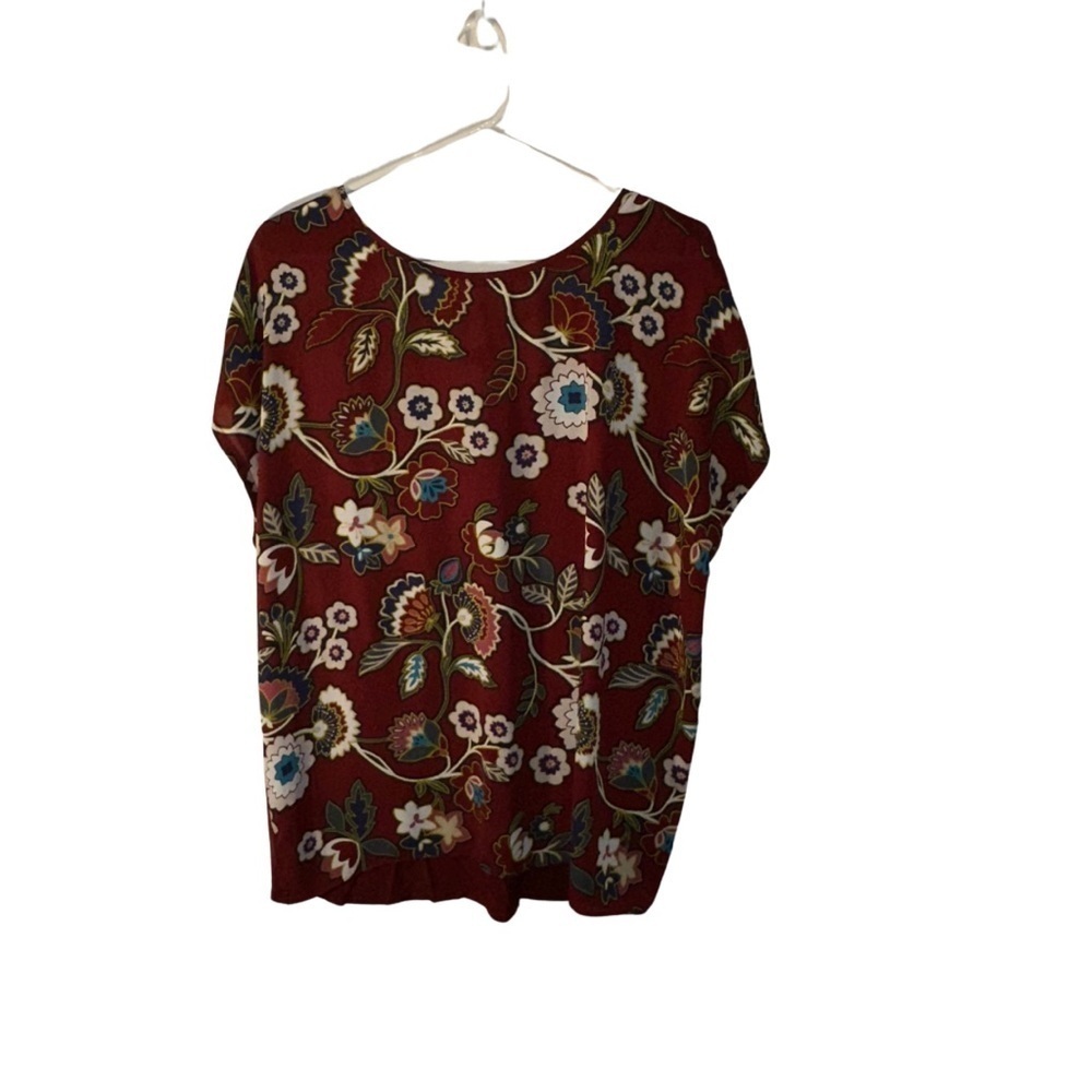 Loft Red Blouse with Short Sleeves and Relaxed Fit